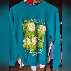 Vintage Magnolia Flowers Mississippi Crewneck, size L